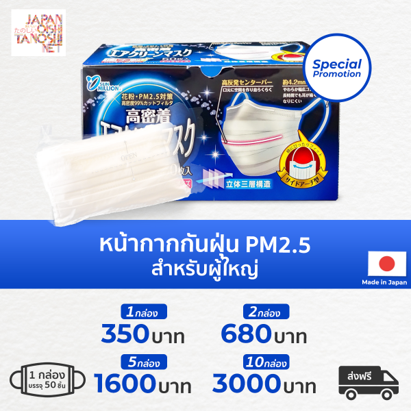 Mask PM2.5 Blue สำหรับผู้ใหญ่